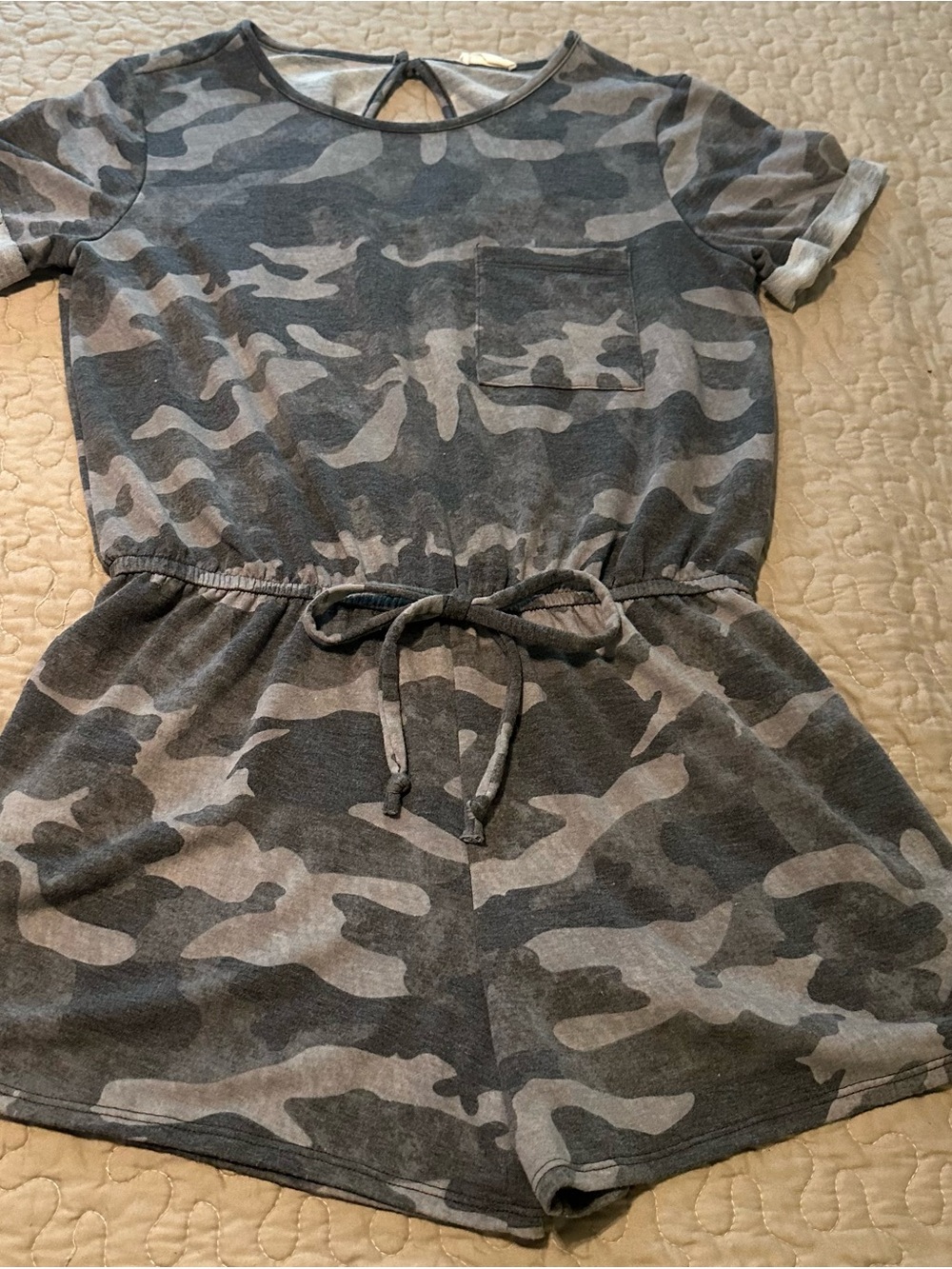 1.4.3. Story by Line Up Gray Camo Short-Sleeve Romper